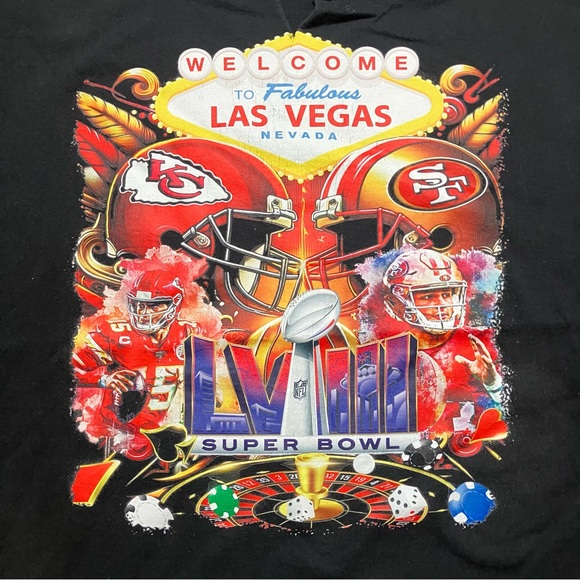 ☀️ Super Bowl LVIII Las Vegas NFL Football Tee Mens Size XXL Black - Picture 2 of 3